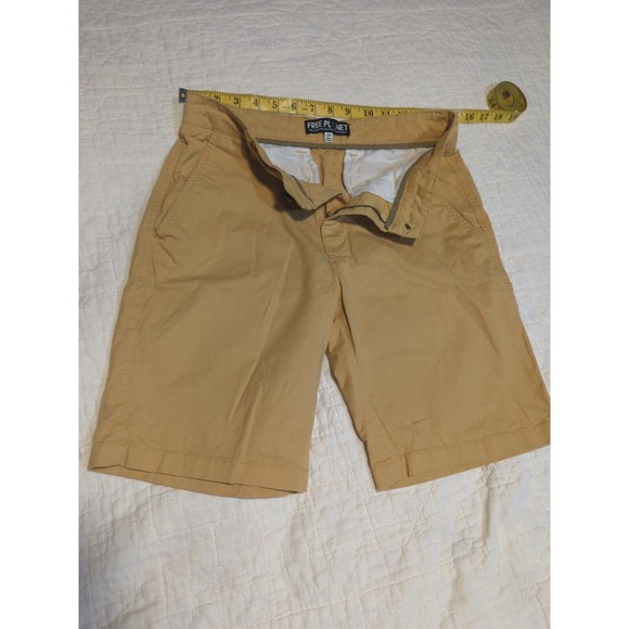 Free Planet Chino Stretch Organic Cotton Blend Yellow Shorts Men's Size 28 - Picture 3 of 11